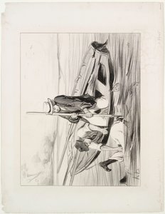 Parisiske båtmenn, plate 14: Mann over bord, 1843. av Honoré Daumier