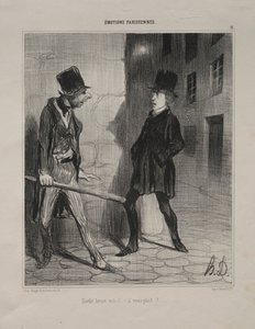 Parisian Emotions, plate 11: What Time is it Please, 24. november 1839. av Honoré Daumier