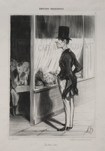Parisian Emotions, plate 3: I Have Three Sous!, 1839. av Honoré Daumier