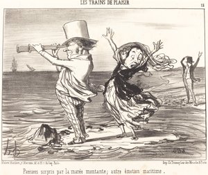 Parisere overrasket over tidevannet... av Honoré Daumier