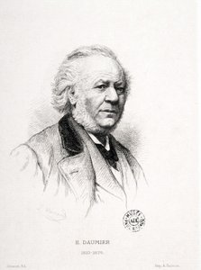 Portrett av Honore Daumier (1808-1879), fransk gravør, maler og skulptør. Massard gravering. Mål: 15x11,5 cm. Arbaud museum. av Honoré Daumier