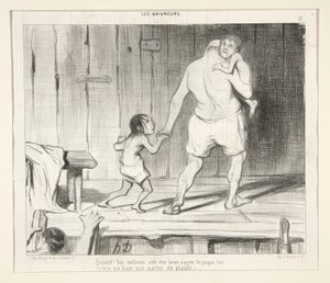 Når barna har vært veloppdragne av Honoré Daumier