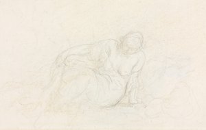 Tilbakelent kvinne lener seg på armen (verso) av Honoré Daumier