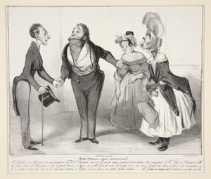 Robert-Macaire ekteskapsagent. (Macaire ekteskapsfullmektig.), pl. 16 fra serien Caricaturana, fra albumet Les Robert Macaires av Honoré Daumier