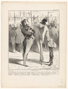 Robert-Macaire i samtale med Bertrand for vinduet til en trykkeri Caricaturana (serietittel på objekt) av Honoré Daumier