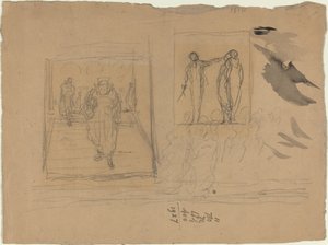Scene i et justispalass av Honoré Daumier