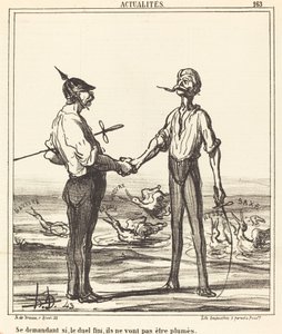 Lurer på om duellen over, ikke blir fjæret av Honoré Daumier