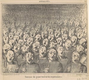 Suvenir fra den store festivalen av orpheonists av Honoré Daumier