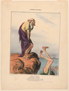Telemachus og mentor, plate 29 fra Ancient History av Honoré Daumier