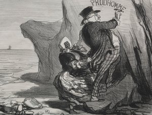 The Good Bourgeois (plate 3): Jeg ønsker å forlate et uforgjengelig monument over vårt besøk til denne klippen... av Honoré Daumier