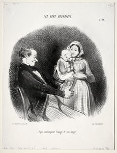 The Good Bourgeois, plate 40: Pappa tenker på en likhet med hans likhet av Honoré Daumier