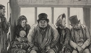 The Omnibus: Interiør i Omnibus. av Honoré Daumier