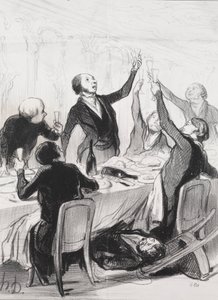 The Philanthropists of the Day, plate 8: A 43d Toast...to the Temperance Society, 1844. av Honoré Daumier
