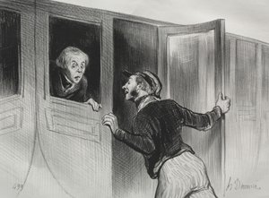 The Railroads, plate 11: The Hazard of Sleeping on a Journey av Honoré Daumier