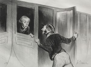 The Railroads, plate 11: The Hazard of Sleeping on a Journey, 1843. av Honoré Daumier