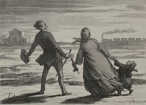 Jernbanen: For sent. av Honoré Daumier