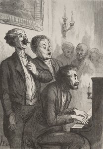 Sangerne: Sangerne i salongen. av Honoré Daumier
