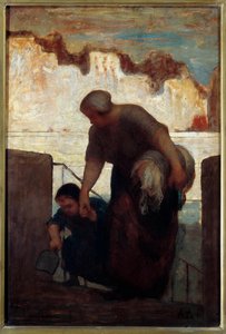 Vaskemaskinen. Maleri av Honore Daumier av Honoré Daumier