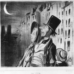 Utsikten: serie hentet fra "" Cinq sens", av Honore Daumier (1808-1879). "" Charivari"" av Honoré Daumier
