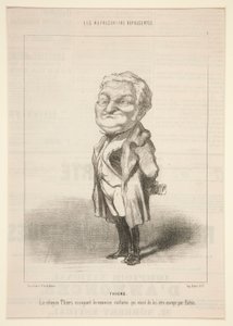 Thiers: Innbygger Thiers prøver det nye kostymet som nettopp har blitt sendt til ham av Bavin av Honoré Daumier