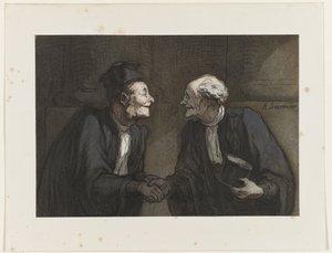 To advokater håndhilser // Deux avocats: la poignée de main av Honoré Daumier