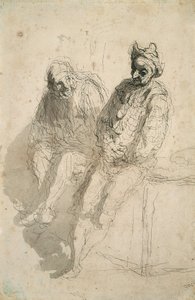 To Saltimbanques av Honoré Daumier