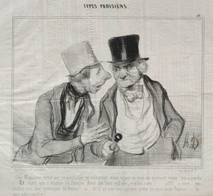 Typer Parisiens, plate 26: Ja, herre, din respektable luft oppmuntrer meg..., 29. mai 1840. av Honoré Daumier