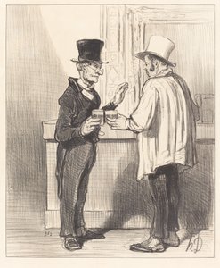 En forsvarer... chatter... på sitt vanlige kontor av Honoré Daumier