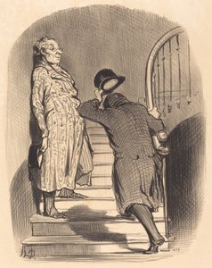 En leietaker som betaler sin termin nøyaktig av Honoré Daumier