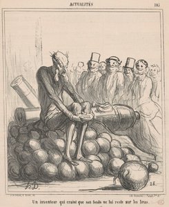 En oppfinner som frykter at fondet hans vil forbli... av Honoré Daumier