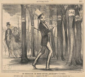 En herre i lykke på Champs-Elysées av Honoré Daumier