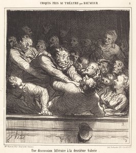 En litterær diskusjon på det andre galleriet av Honoré Daumier