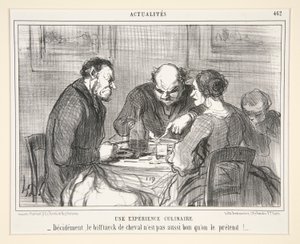 Une Experience Culinaire: Decidement, le bifftaeck de cheval n   1360241   no       norwegian Successfully Translated  Original: David Copperfield and the Waiter at Yarmouth (colour litho) Translat: David Copperfield and the Waiter at Yarmouth (colour lith av Honoré Daumier