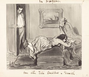 En elè...ivrig som jobber hjemmefra av Honoré Daumier