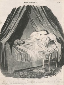 Dette er tiden (etter midnatt) da ro og fred virkelig hersker i lykkelige par. Bedre sent enn aldri. av Honoré Daumier