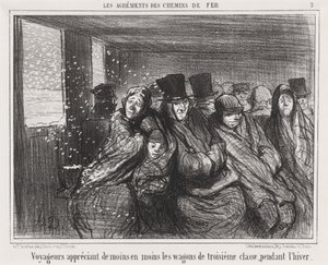 Reisende er mindre og mindre glad i tredjeklasses vogner... av Honoré Daumier