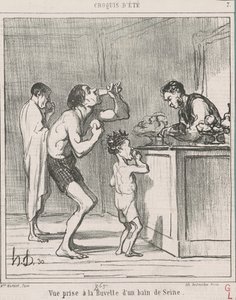 Utsikt tatt ved forfriskningsbaren i et bad av Honoré Daumier