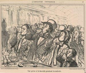 Utsikt tatt i baren under hetebølgen av Honoré Daumier