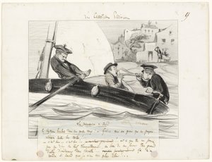 A Boat Maneuver, plate ni fra Les Canotiers Parisiens av Honoré Victorin Daumier