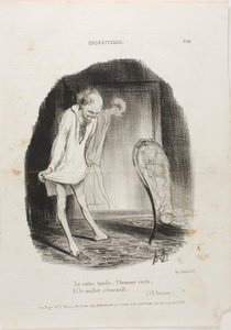 Kjolen faller, mannen blir værende, og beina skjelver. (JB Rousseau), plansje 10 fra Coquetterie av Honoré Victorin Daumier