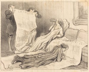 Abonnenter mottar avisen sin... av Honoré Daumier