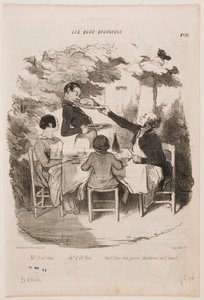Å, den er fersk, den er fersk! ... Lukt på den selv, kelner, sier du at den er fersk? ... av Honoré Daumier