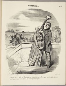 Jaså! Her kommer Grafignon-familien, seks fra Paris, for å be oss på middag uten videre, og det er ingen måte å si at vi ikke er hjemme på! av Honoré Daumier