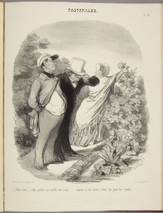 Jaså!... der plukker hun en rose til meg... som om roser var til for å plukkes!... av Honoré Daumier