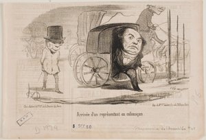 Ankomsten av en deputert i en vogn, kalt en snegl av Honoré Daumier