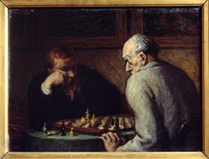 Sjakkspillere av Honore Daumier (1808-1879) 1800-tallet av Honoré Daumier
