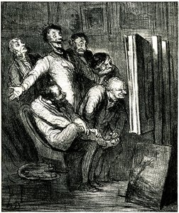 Kritiker vor einem Gemälde von Honore Daumier
