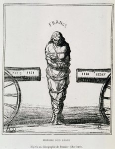 History of a Regne: Frankrike i en tangbevegelse mellom Paris 1851 og Sedan 1870 - litografi av Honore Daumier publisert i "" Le Charivari"", sd. rundt 1871 av Honoré Daumier
