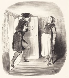 Ulempen med å besøke en mellometasje uten forholdsregler... av Honoré Daumier