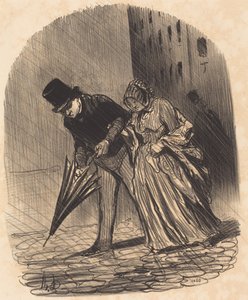Ulempe ved en altfor komplisert paraply med fjærer av Honoré Daumier